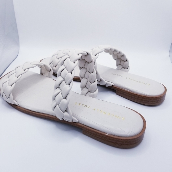 Sincerely Jules Ivory Vicki Double Braided Criss Cross Croco Band Sandals 9.5 - Picture 8 of 9